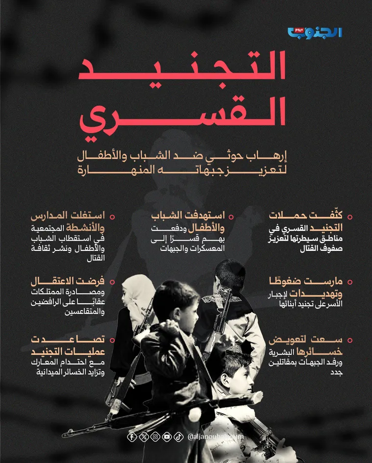 التجنيد القسري.. إرهاب حوثي ضد الشباب و الأطفال لتعزيز جبهاتة المنهارة