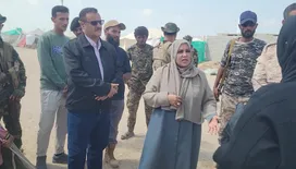 وزيرة الدولة لشؤون المرأة ومدير البريقة يتفقدان مخيم الفردوس ويطلعان على أوضاع النازحين